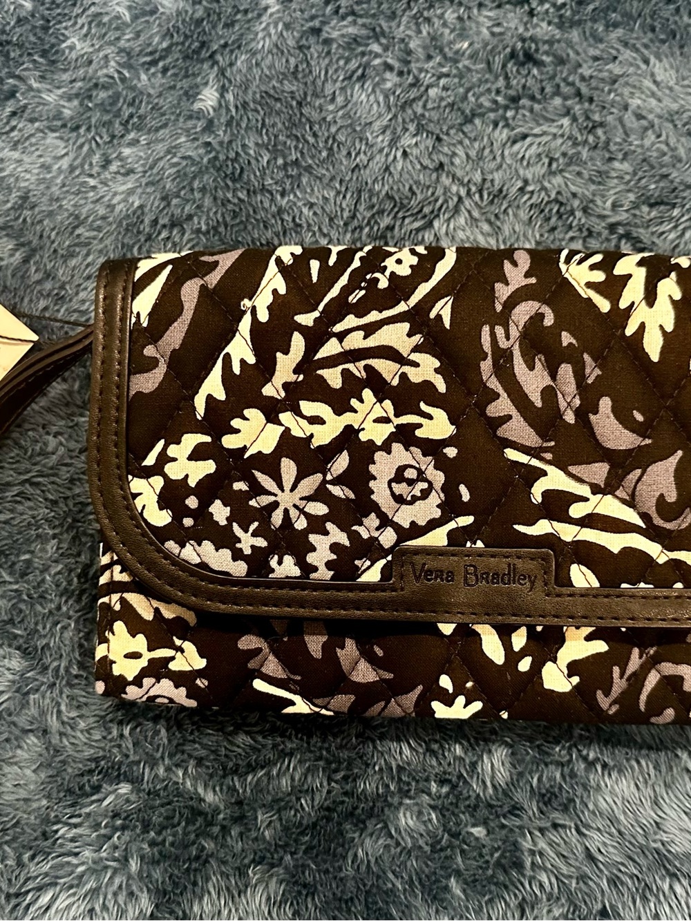 Vera Bradley Paisley Noir Quilted Floral Wristlet Folding Wallet New with Tags